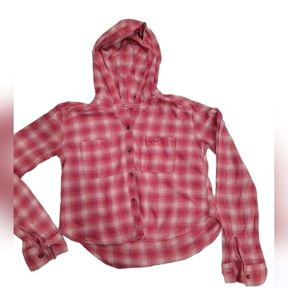Hollister Tops - Hollister Crop Shirt With Hood Size Small